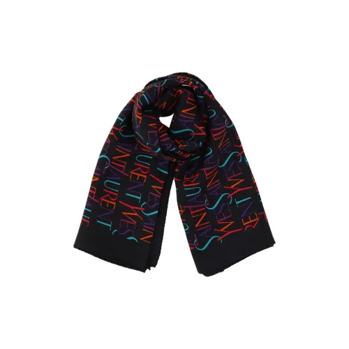 SAINT LAURENT Шелковые шарфы Синий Женские