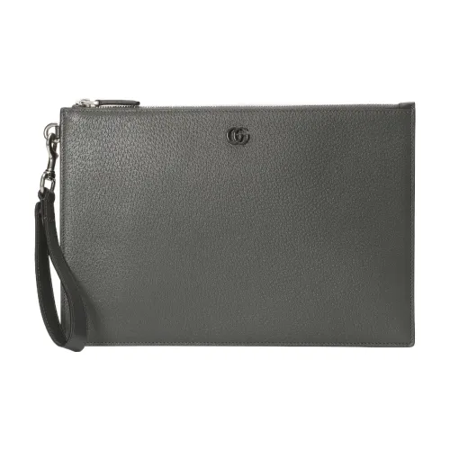 GUCCI GG Marmont Кожа Сумка для документов Запястье Сумка Клатч Мужской Серый