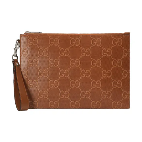 GUCCI Тисненая кожа Клатч Мужской Коричневый
