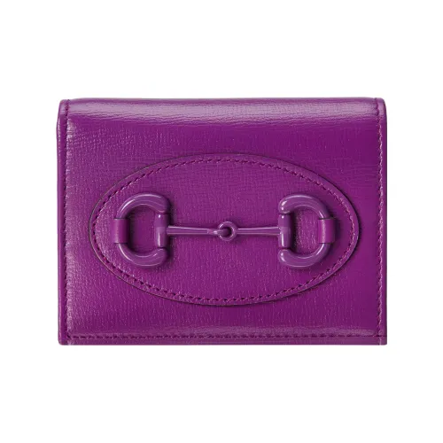 GUCCI Horsebit 1955 Кожаный держатель для карт и кошелек женский фиолетовый