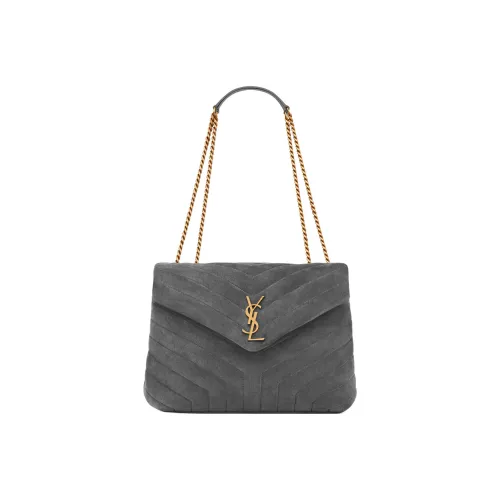 SAINT LAURENT LOULOU Замша Сумка через плечо Средняя Женская Серого цвета