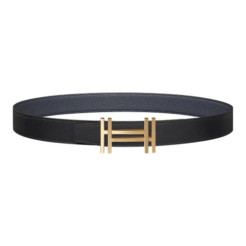 HERMES Ремень из коровьей кожи Мужской Черный Ширина 3,2 см