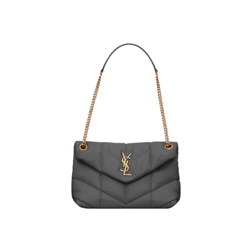 SAINT LAURENT LOULOUPUFFER Овчина Сумка через плечо Сумка на плечо Женская Серый Белый