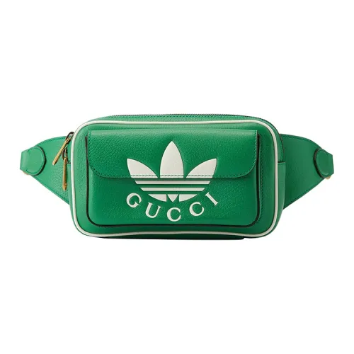 GUCCI Adidas Коллаборация Кожаный Ремень Сумка Одно Плечо Через Плечо Бананка Мужская Зеленый Белый