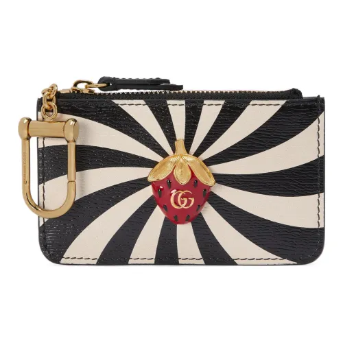 GUCCI Кожа Держатель для визиток Женский Черный Белый