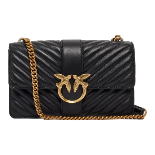 PINKO Love Icon Сумка через плечо из кожи среднего размера женская черная