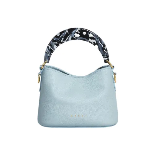 Marni Venice Телячья кожа Ведрообразная сумка Сумка через плечо Мини сумка Женская Светло-синяя