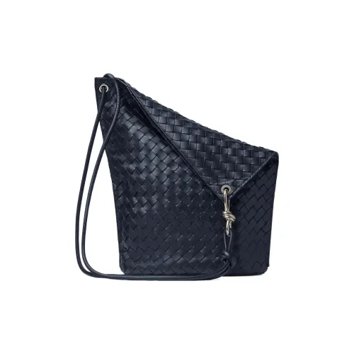 Bottega Veneta Узел Корова Кожа Ведрообразная Сумка Плечевая Сумка Средняя Мужская Космический Синий