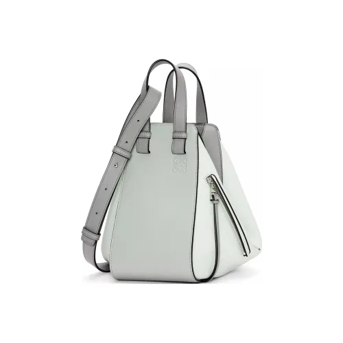 LOEWE Hammock Телячья кожа Сумка через плечо Сумка Маленькая Женская Серый Светло-зеленый