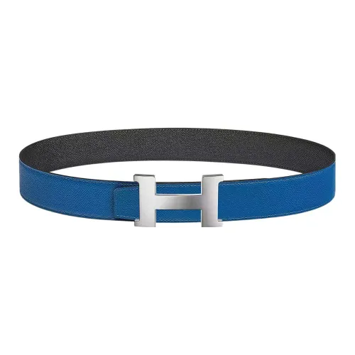 HERMES Constance Ремни из коровьей кожи Мужской Синий Черный Ширина 3,8 см