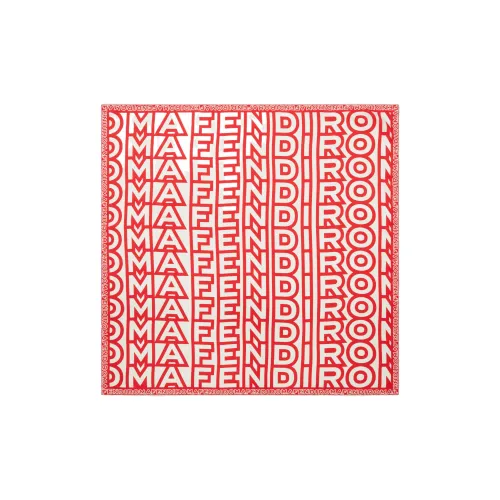 FENDI Шелковые шарфы Красный/Белый Женские