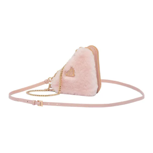 PRADA Shearling Leather Crossbody Clutch Mini Women's Pink