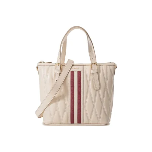 BALLY Овчина Тоут Сумка Сумка для покупок Сумка через плечо Сумка на одно плечо Маленькая женская сумка Костяной белый с красными и белыми полосами