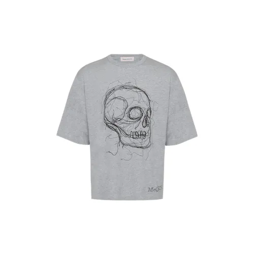 Alexander McQueen FW22 T Рубашка Мужская Серо-Белая