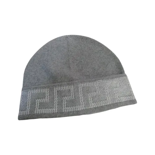 VERSACE Хлопок Шапки-бини Мужской Серый