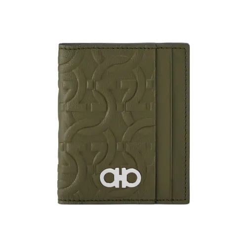 Ferragamo Travel Embossed Коровья кожа Держатель для карт Мужской Армейский зеленый