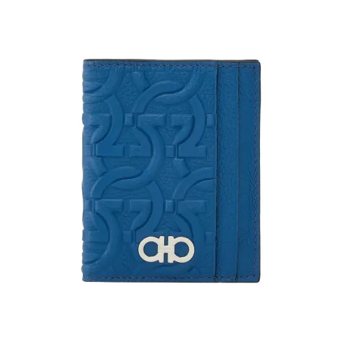 Ferragamo Travel Embossed Коровья кожа Держатель для карт Мужской Синий