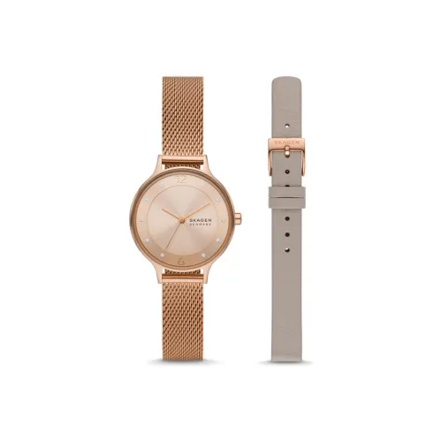 SKAGEN Наручные часы Кварцевый механизм Стальной ремешок 30 мм Розовый циферблат Женские часы