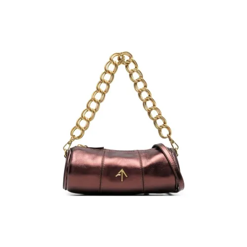 Manu Atelier Цилиндр Телячья кожа Портативный Сумка через плечо Сумка на плечо Мини Женская Коричневая