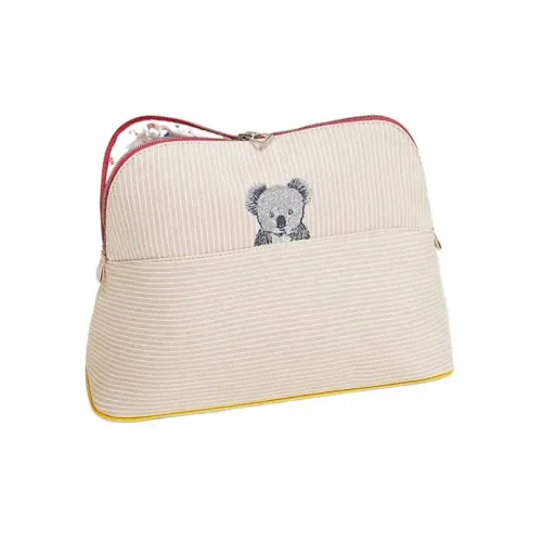 HERMES Хлопок Canvas Сумка для хранения Холст Сумка Клатч Косметичка Женская Естественный цвет