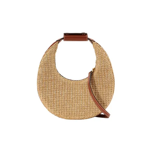 Staud Raffia Телячья кожа Полумесяц Сумка через плечо Сумка-мини Женская Коричневая