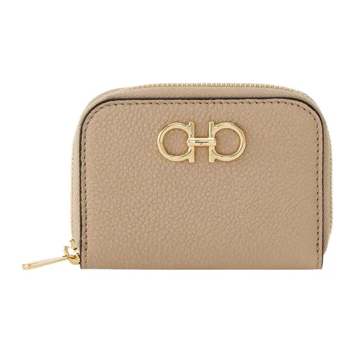 Ferragamo Gancini Коровья кожа Кошелек Держатель для карт Держатель для карт Женский Светло-коричневый