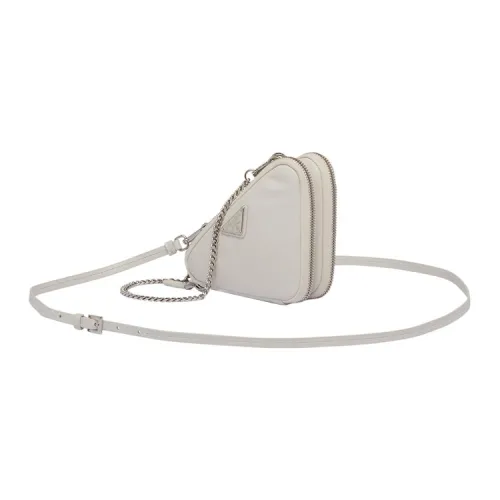 PRADA Мягкий Кожаный Клатч из Кожи Ягненка через плечо Мини Женский Белый