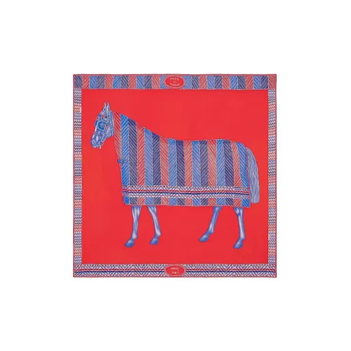 HERMES Faubourg Шелковый Шарф Женский Красный