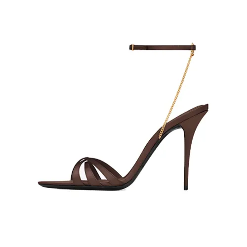 SAINT LAURENT Melody One Ремень Сандалии 10,5 см Женские Коричневый