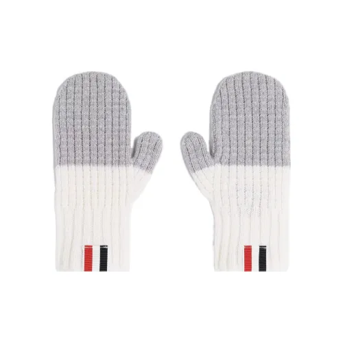 THOM BROWNE Шерсть/Кашемир Вязаные перчатки Серый / Белый Детские