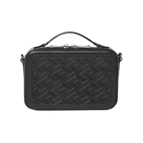 VERSACE Телячья кожа Курьерская сумка Портативная сумка через плечо Маленькая мужская черная сумка