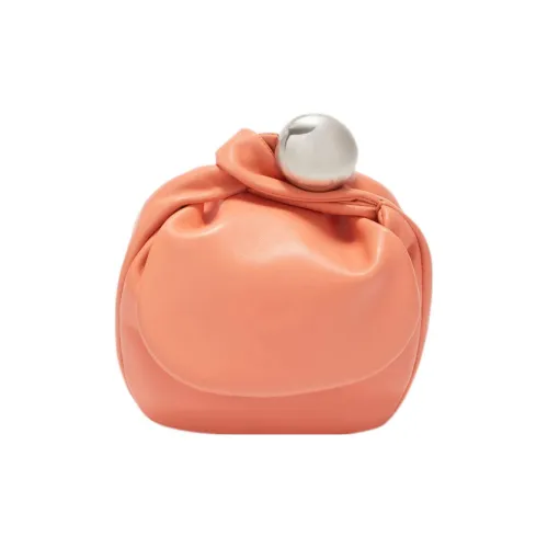 JIL SANDER Lambskin Cloud Pouch Bag Clutch Small Women's Orange Pink