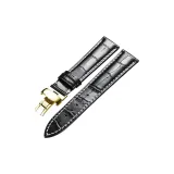 Золотая пряжка - черная кожа с белой строчкой