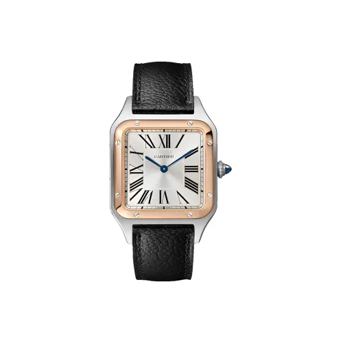 Cartier SANTOS DE Кварцевый механизм Мужские часы 43,5*31,4 мм Серебристый циферблат Корпус из нержавеющей стали Ремешок из коровьей кожи