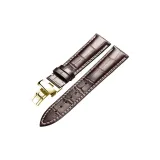 Золотая пряжка - коричневая кожа с белым швом