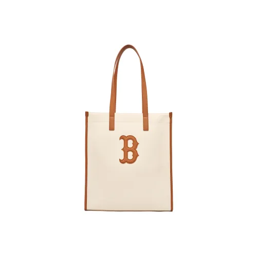 Mlb Base Logo Хлопок с Полиэстер Тоут Сумка Сумка для покупок Сумка Сумка через плечо Унисекс Экрю Молочный чайный коричневый