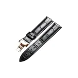 Пряжка розового золота - Черная кожа с черной строчкой