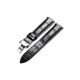 Серебряная пряжка - черная кожа с черной строчкой