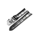 Серебряная пряжка, черный кожаный ремешок