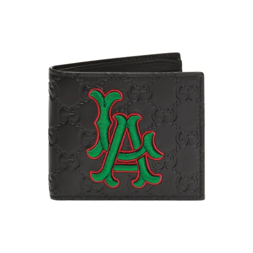 GUCCI MLB Коллаборация Кожаный держатель для карт и кошелек Мужской Черный