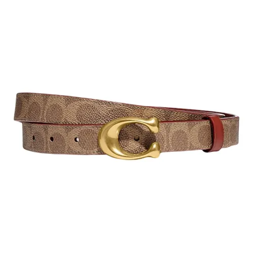 COACH ПУ (полиуретан) Коровья кожа Ремень Женские Коричневый Ширина 2,5 см