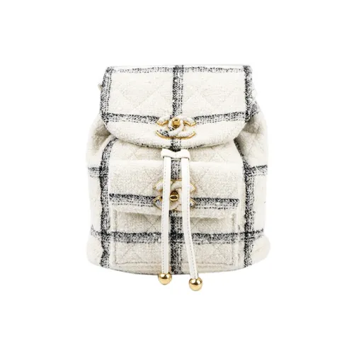 CHANEL 22K Осень и Зима Твид Рюкзак Женская Белая
