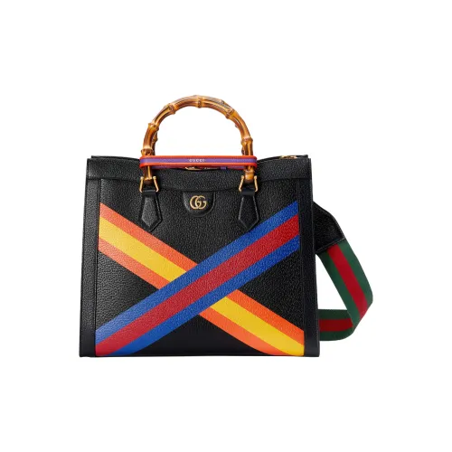 GUCCI Diana Кожа Тоут Сумка Сумка для покупок Сумка через плечо Сумка Женская Черная