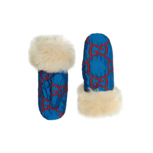 GUCCI Вязаные перчатки, синие, женские