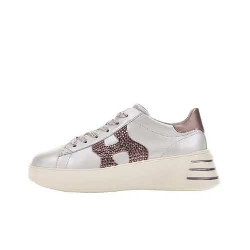 HOGAN Rebel Амортизация Низкий Топ Спортивная Повседневная Обувь Женская Серебряный Розовый