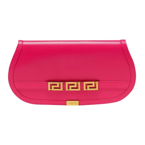 VERSACE Greca Goddess Коровья кожа Седло Сумка Клатч Женские Розовый