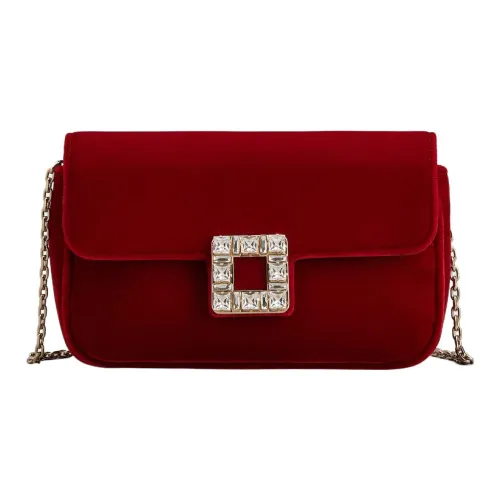 Roger Vivier Вельвет Одно Плечо Через Плечо Клатч Женский Красный