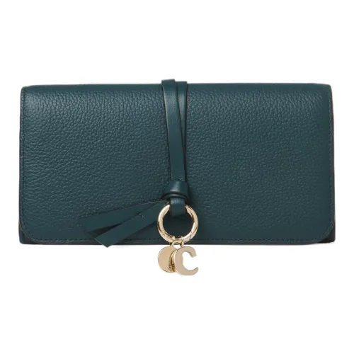 Chloe Alphabet с рельефным узором телячья кожа кошелек женский глубокий изумрудно-зеленый