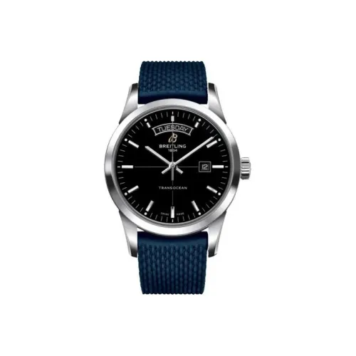 Breitling Автоматический Механический Механизм Мужские Часы 43 мм Черный Циферблат Корпус из Нержавеющей Стали Резиновый Ремешок