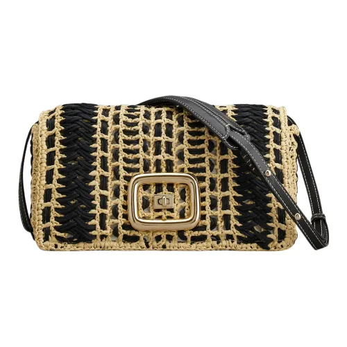 Roger Vivier Рафия с тканью And кожа детали клатч на одно плечо через плечо женский черный бежевый желтый